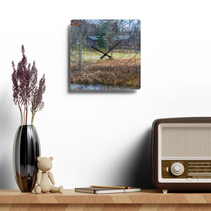 U R There Photography Brewer Road Hidden Grey Rustic Farmhouse Acrylic Analog Wall Clock