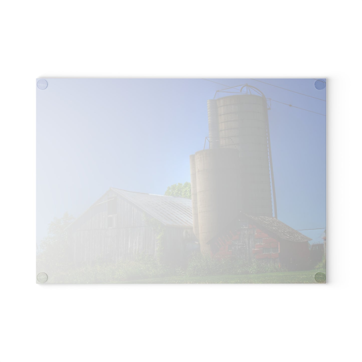 U R There Photography East Swaffer Grey and Little Red Rustic Farmhouse Tempered-Glass Cutting Board