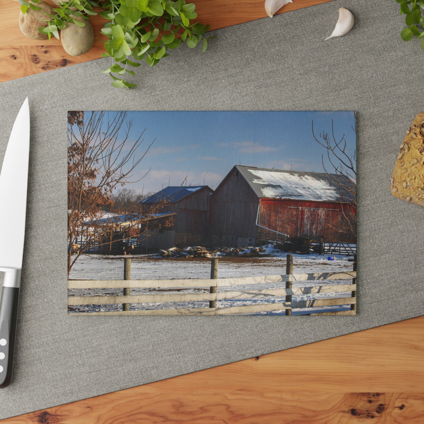 U R There Photography Attica Reds Rustic Farmhouse Tempered-Glass Cutting Board