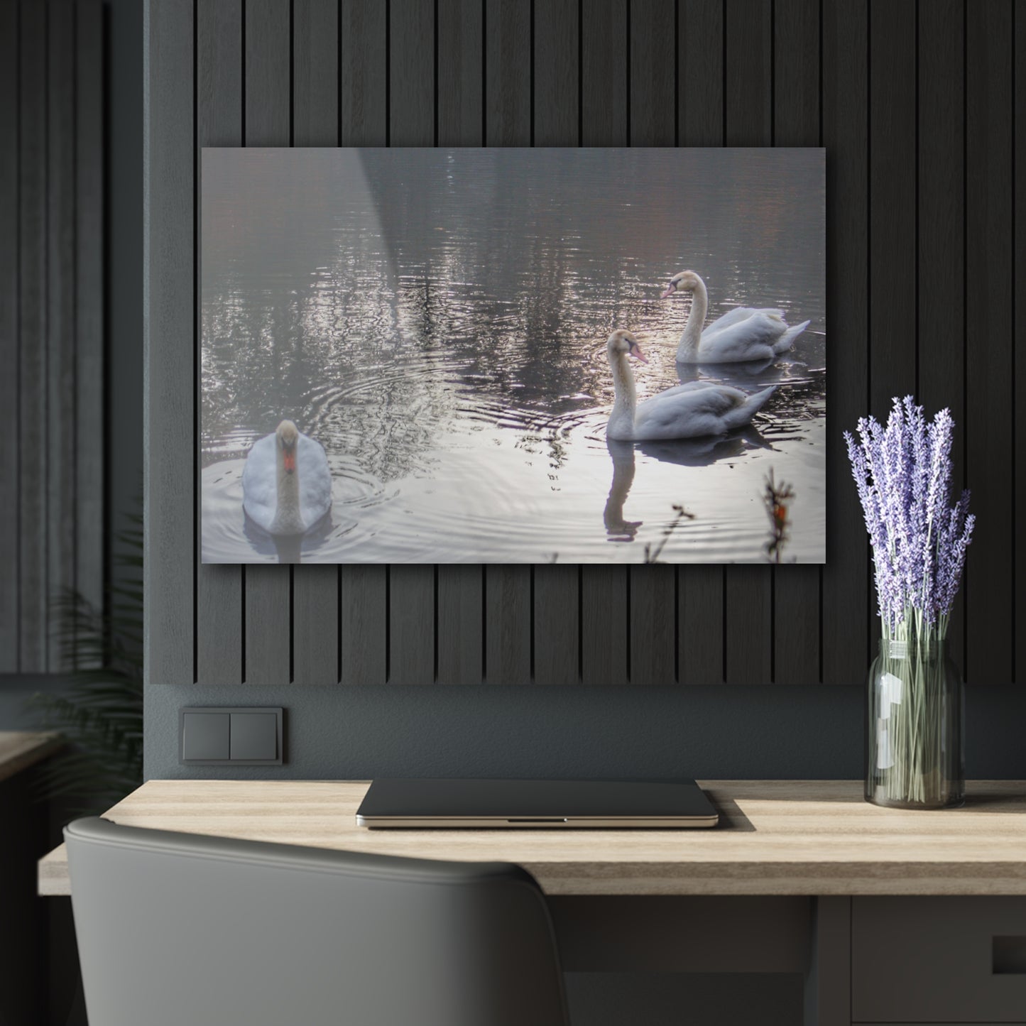 U R There Photography Swans of Duck Lake II Rustic Farmhouse Acrylic Wall Print