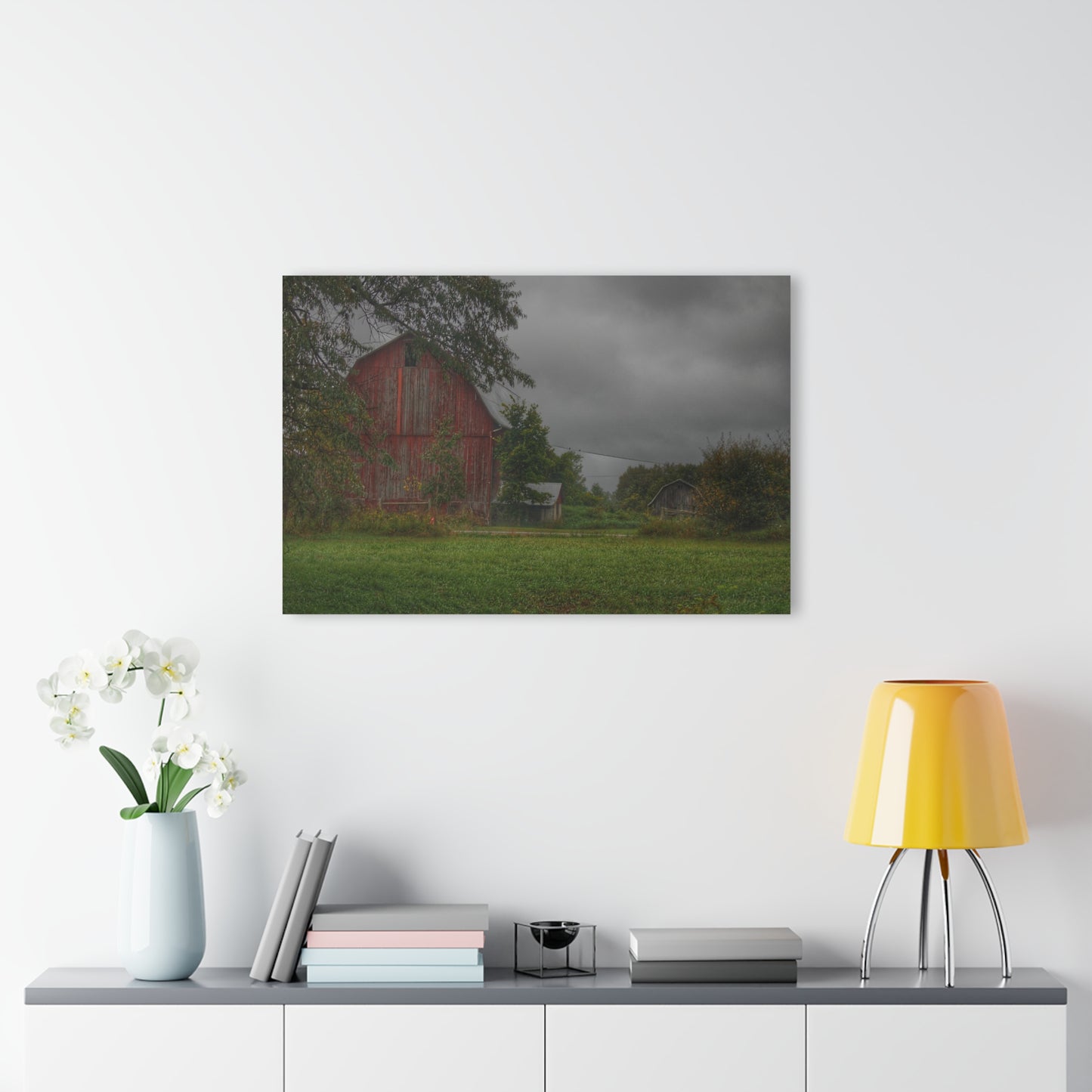 U R There Photography Columbiaville Red and Little Grey Rustic Farmhouse Acrylic Wall Print