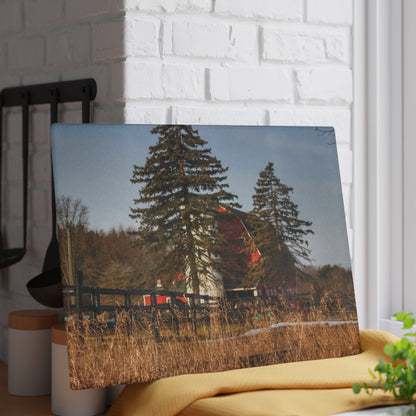 U R There Photography Blood Road Red I Rustic Farmhouse Tempered-Glass Cutting Board