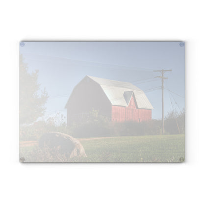 U R There Photography Hemingway Lake Road Red Rustic Farmhouse Tempered-Glass Cutting Board