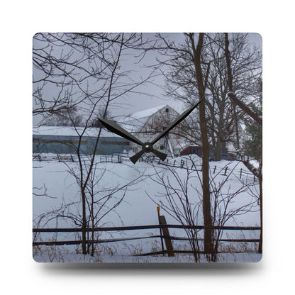U R There Photography Oakwood Hidden White Rustic Farmhouse Acrylic Analog Wall Clock