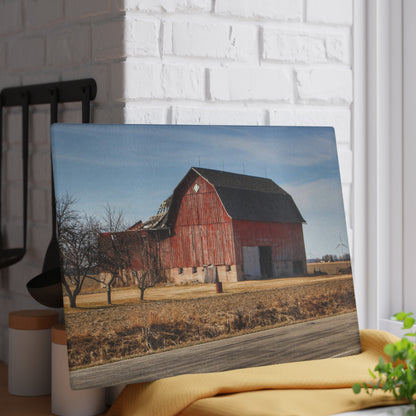 U R There Photography Elmwood Forgotten Apple Red Rustic Farmhouse Tempered-Glass Cutting Board