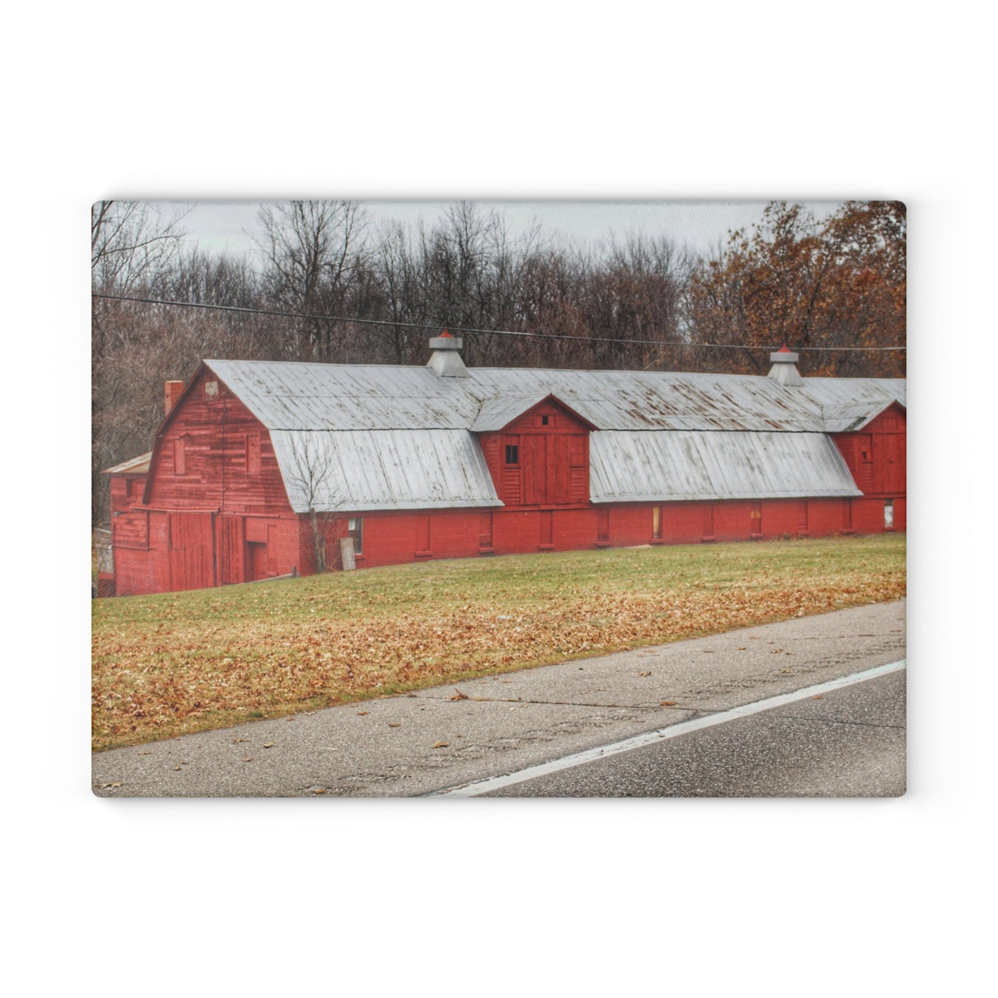 U R There Photography Caseville Red Rustic Farmhouse Tempered-Glass Cutting Board