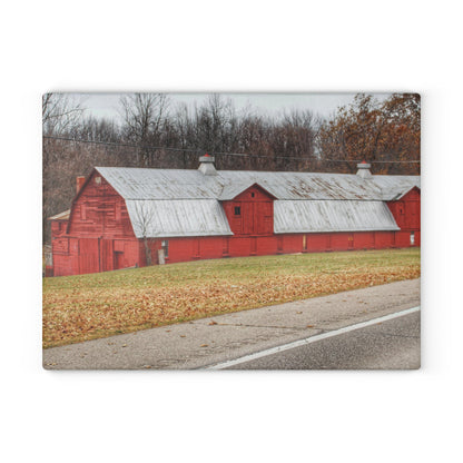 U R There Photography Caseville Red Rustic Farmhouse Tempered-Glass Cutting Board