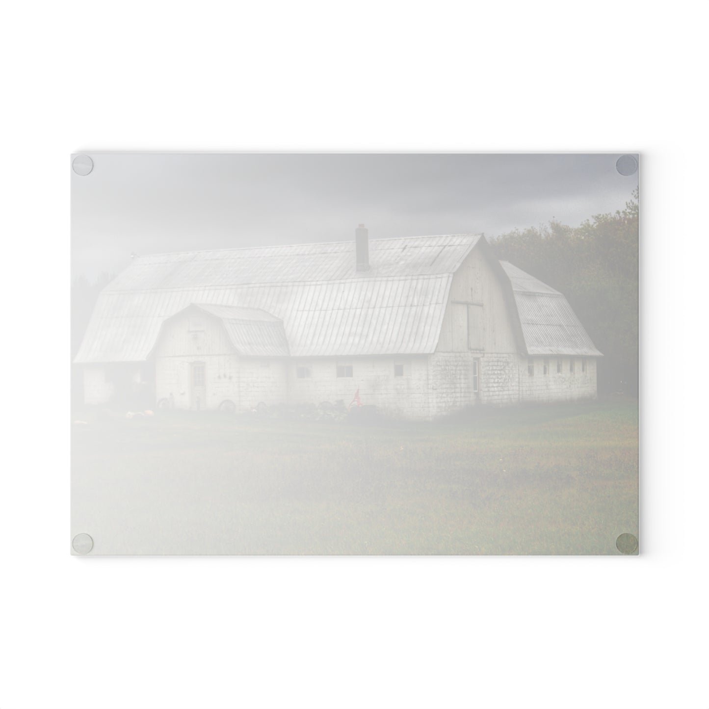 U R There Photography Milliman Road White Rustic Farmhouse Tempered-Glass Cutting Board