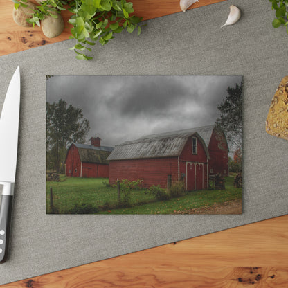 U R There Photography Cramton Road Reds II Rustic Farmhouse Tempered-Glass Cutting Board