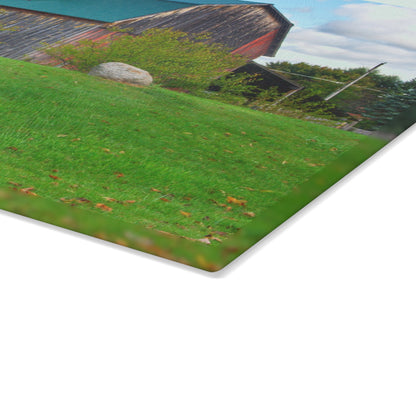 U R There Photography Frances Road Old Red II Rustic Farmhouse Tempered-Glass Cutting Board