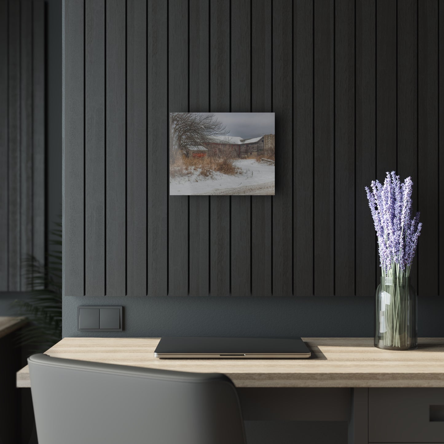 U R There Photography Midwinter Red Rustic Farmhouse Acrylic Wall Print