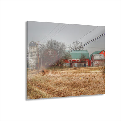 U R There Photography Mound Road Reds and Silo Rustic Farmhouse Acrylic Wall Print