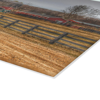 U R There Photography Barber Road Farm II Rustic Farmhouse Tempered-Glass Cutting Board