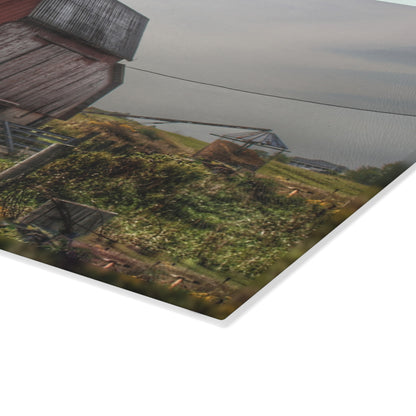 U R There Photography Roadside Stone Red Rustic Farmhouse Tempered-Glass Cutting Board