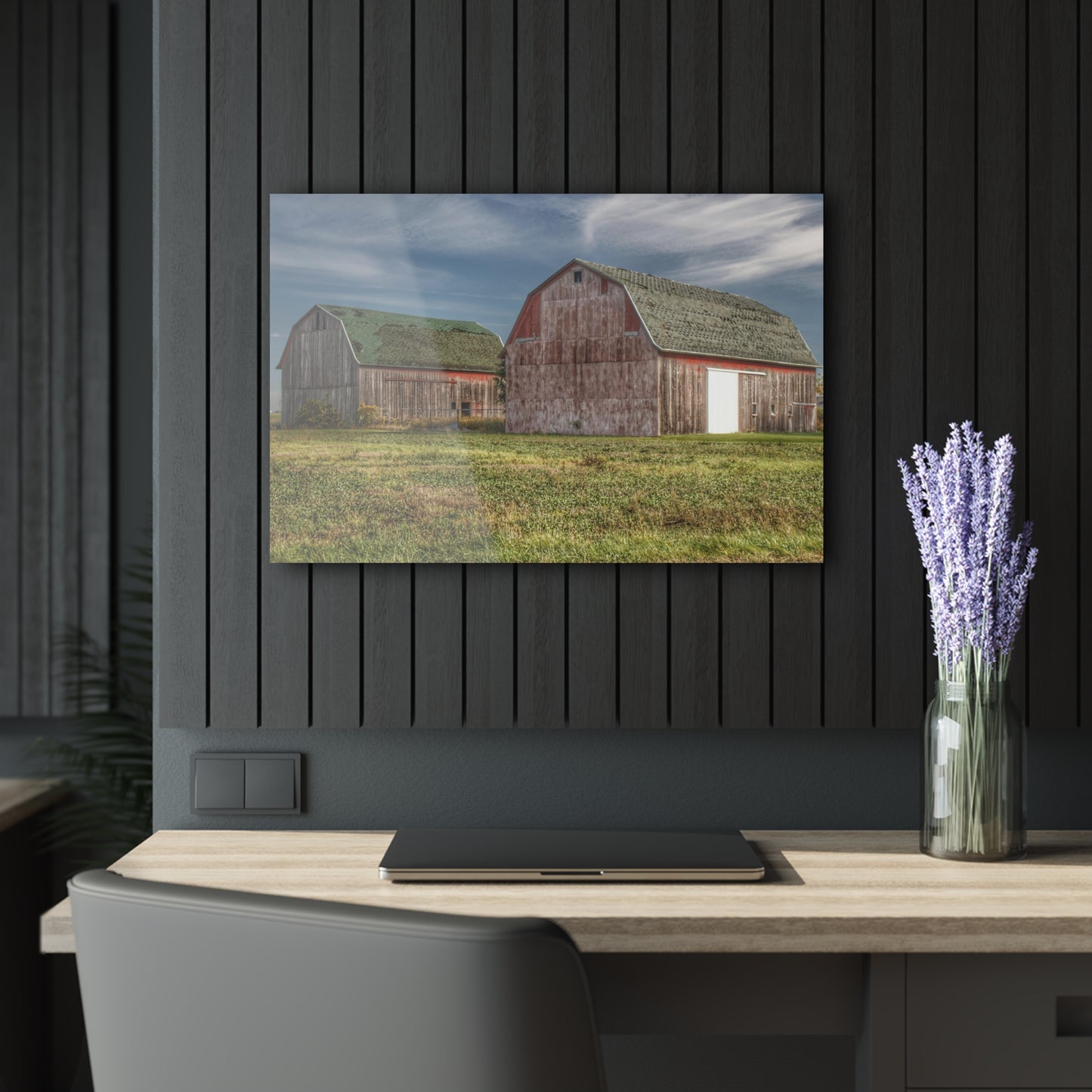 U R There Photography Vassar Twin Reds Rustic Farmhouse Acrylic Wall Print