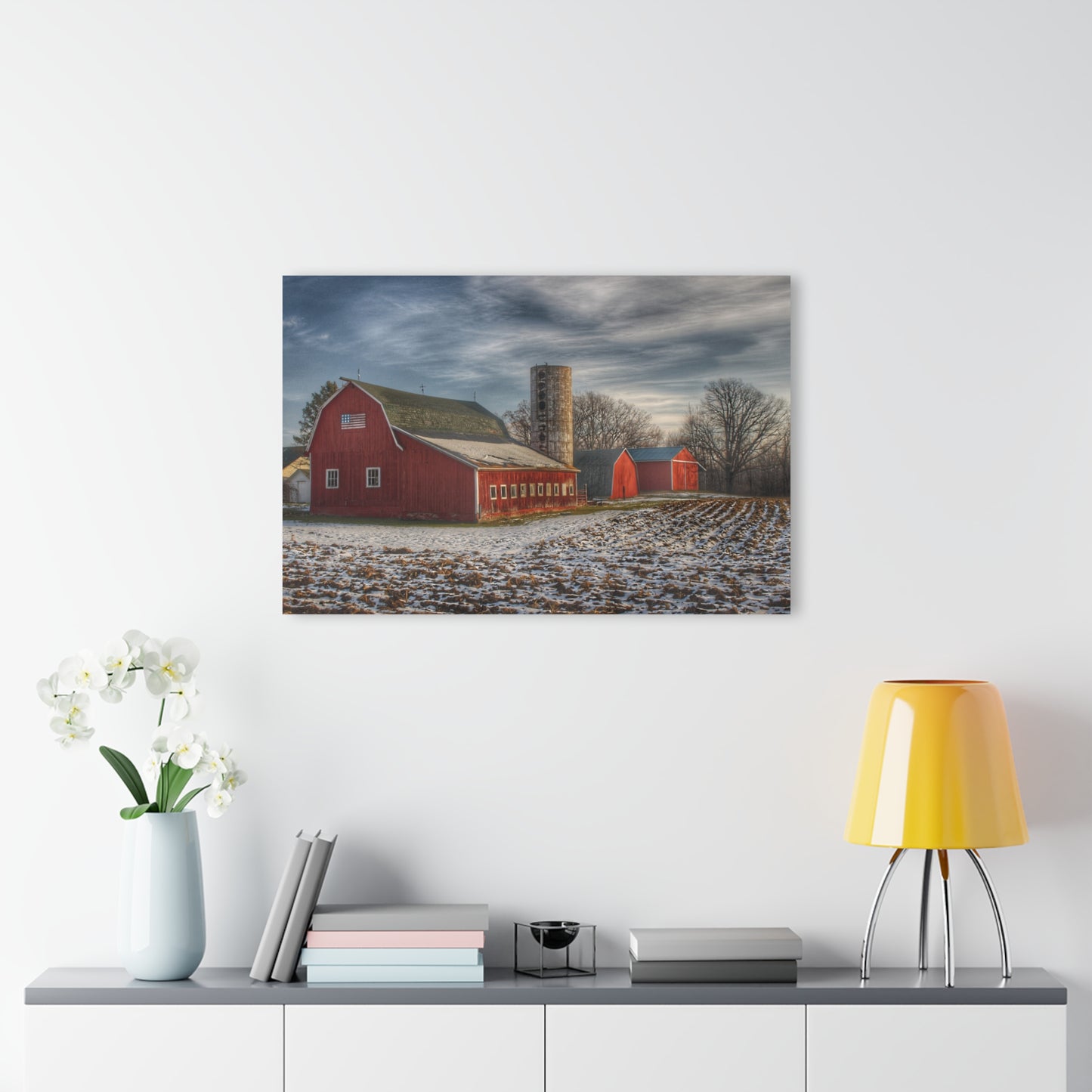 U R There Photography Mitchell Lake Road Red Rustic Farmhouse Acrylic Wall Print