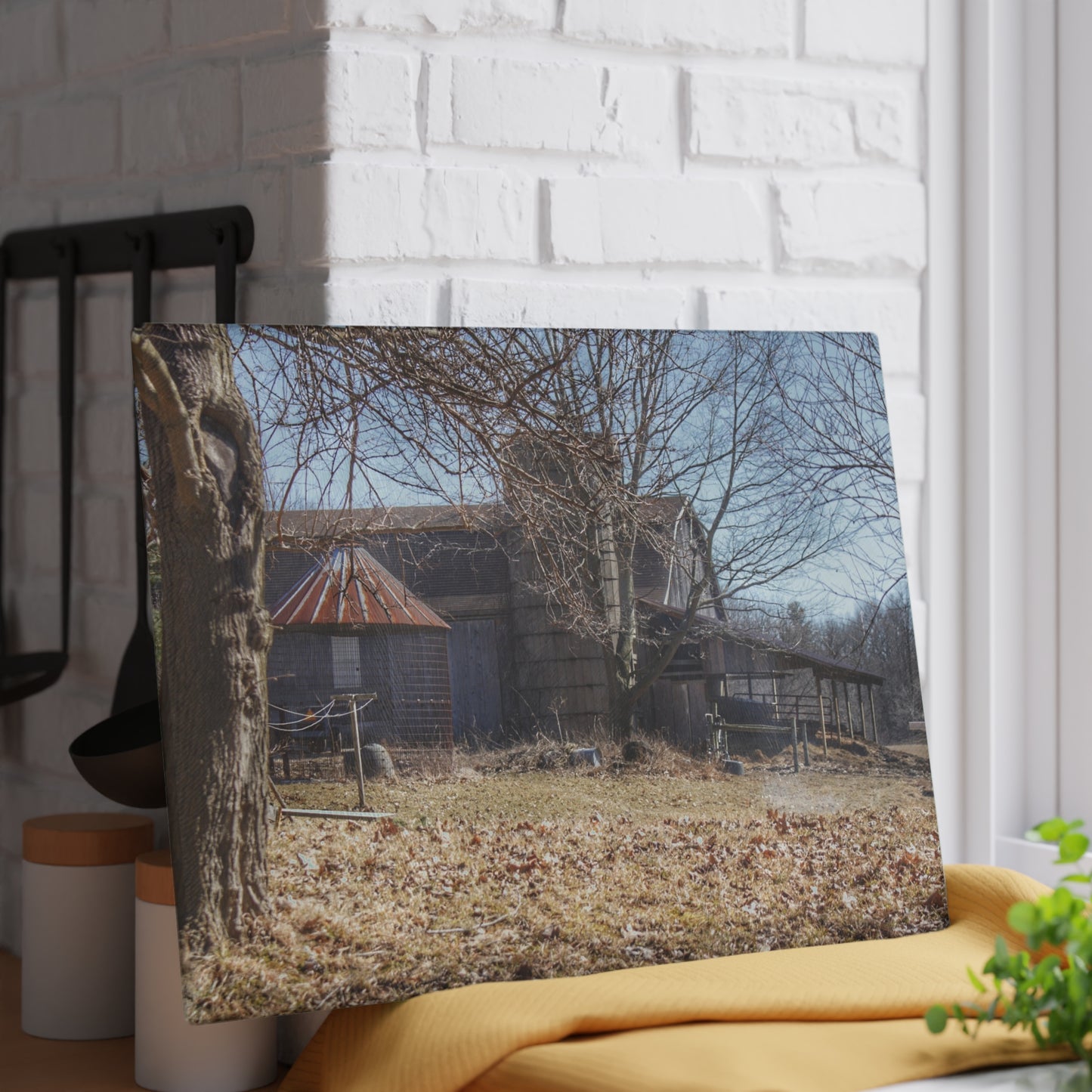 U R There Photography Hagerman Hidden Rustic Farmhouse Tempered-Glass Cutting Board