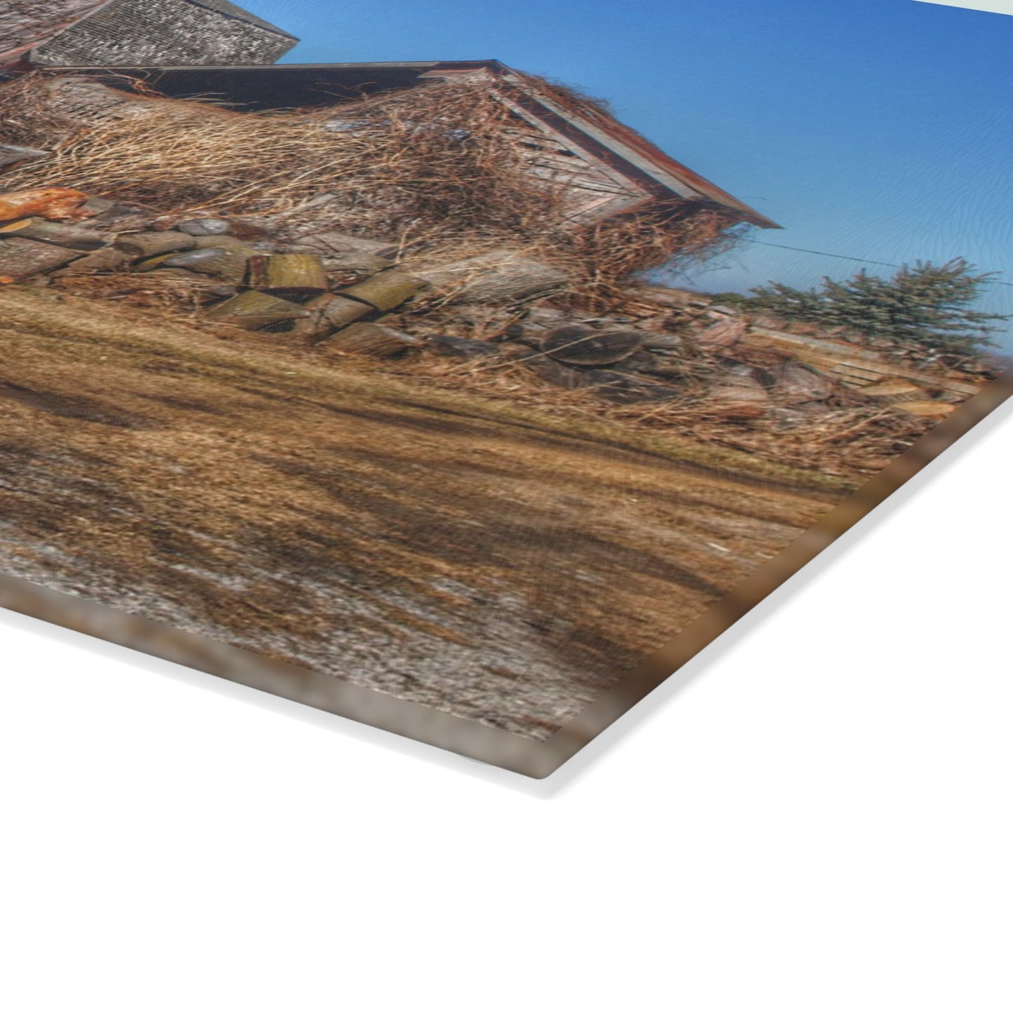 U R There Photography Dutcher Road Grey Rustic Farmhouse Tempered-Glass Cutting Board