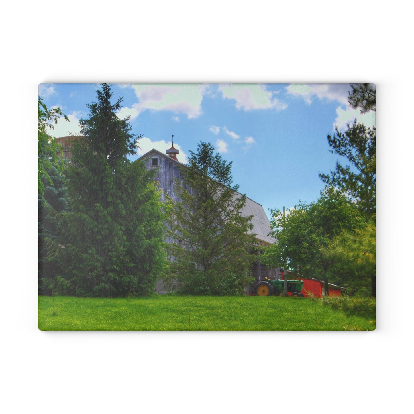 U R There Photography Bordman Road Hidden Grey Rustic Farmhouse Tempered-Glass Cutting Board