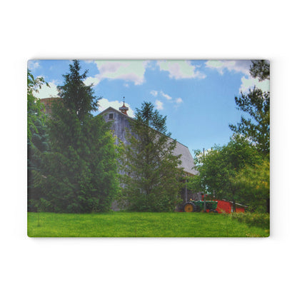 U R There Photography Bordman Road Hidden Grey Rustic Farmhouse Tempered-Glass Cutting Board