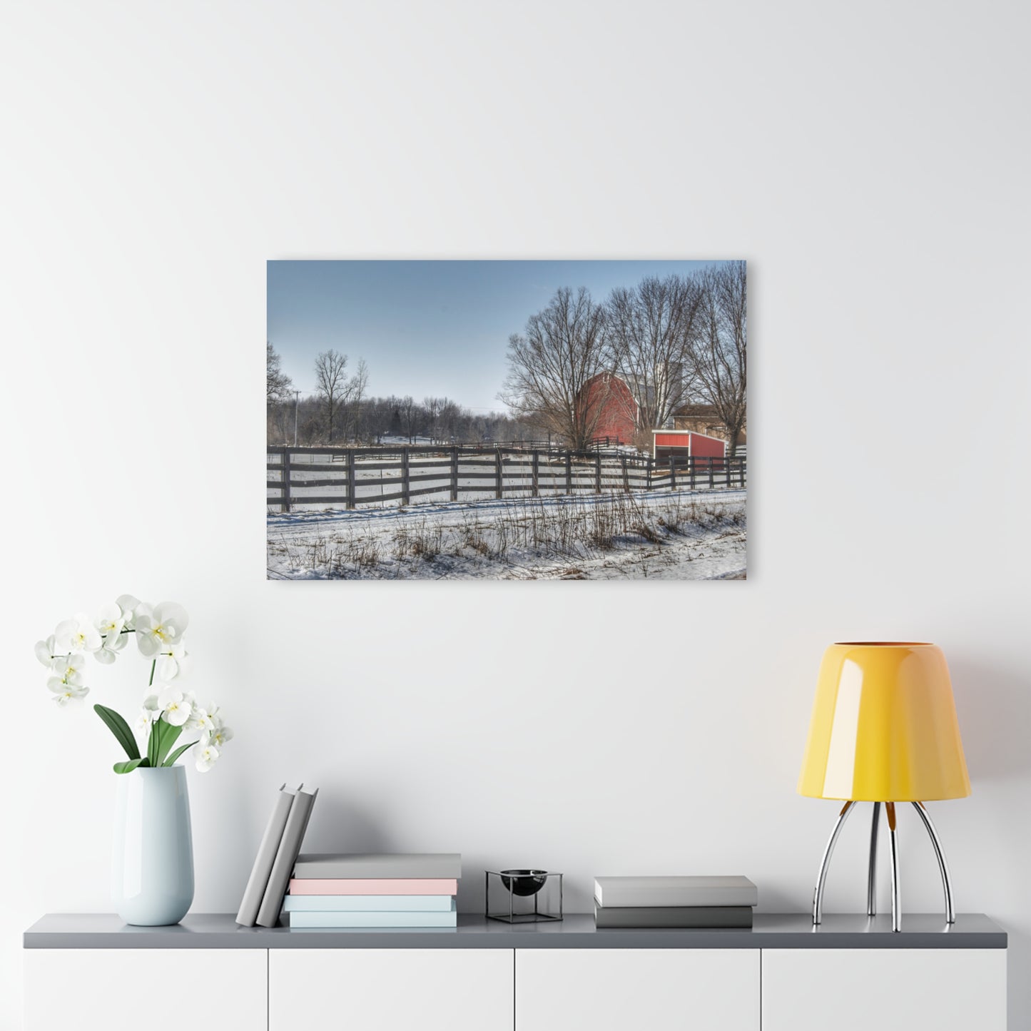 U R There Photography West Lake Road Red Rustic Farmhouse Acrylic Wall Print