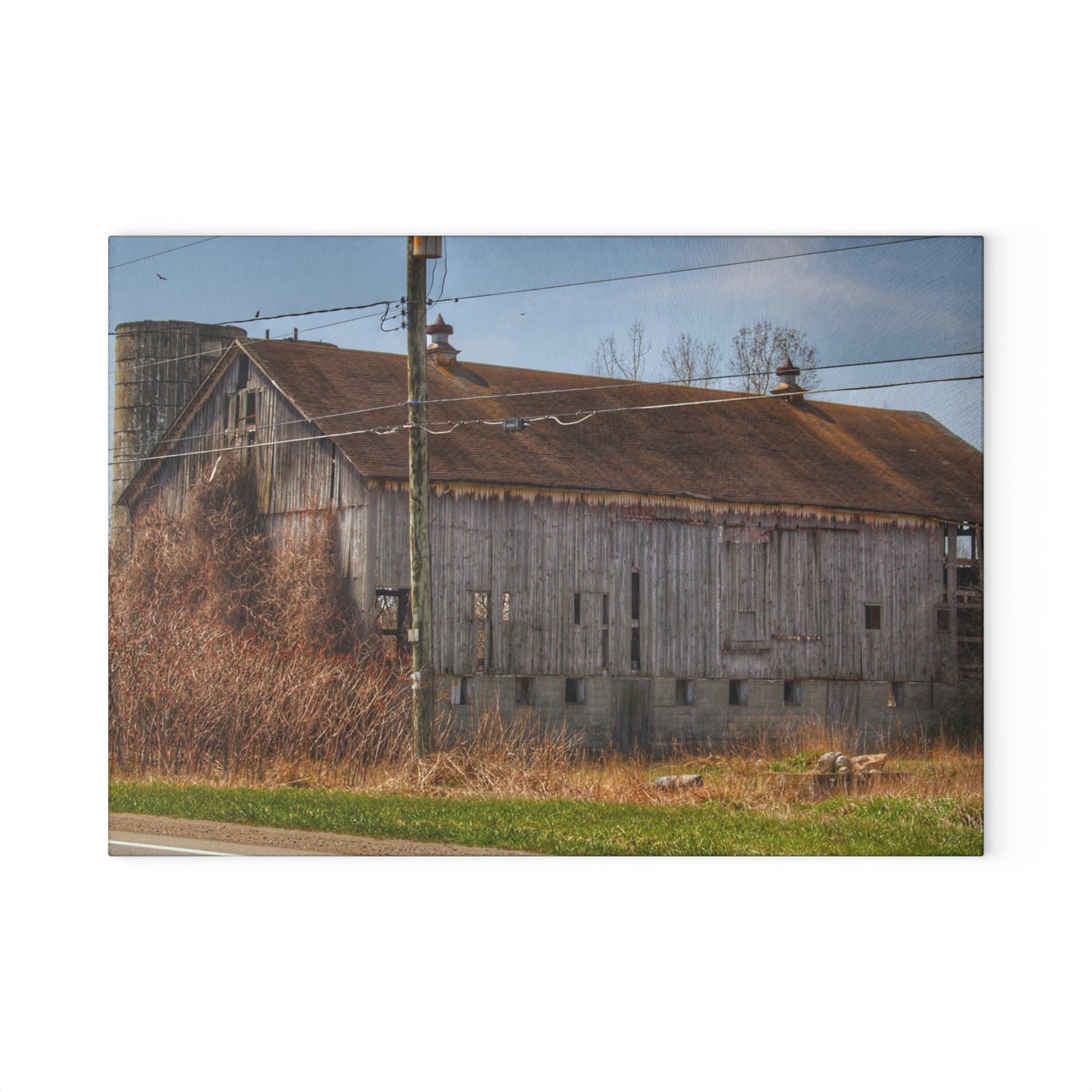 Barn Boutique Rustic Tempered-Glass Cutting Board| Metamora M-24 Grey III