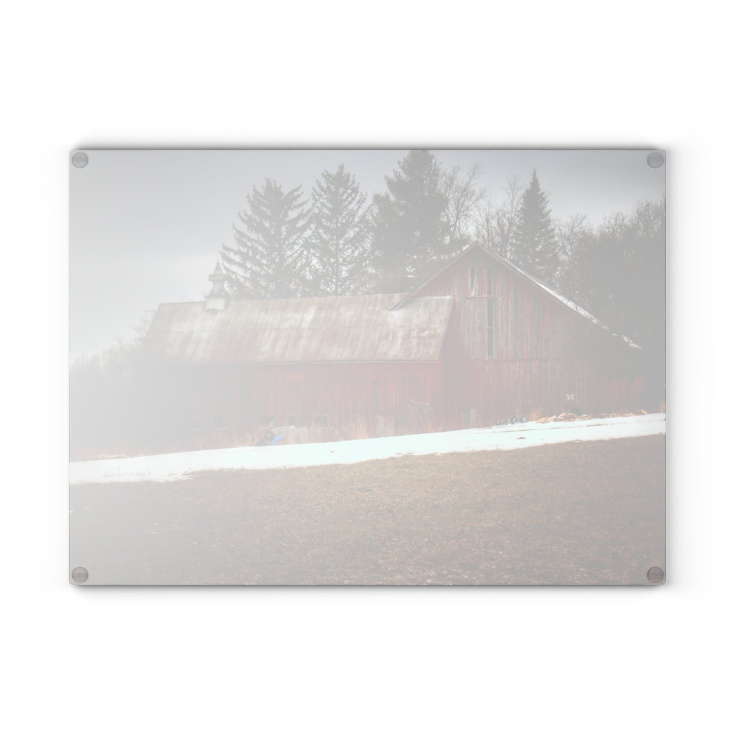 U R There Photography Blacks Corners Road Red Rustic Farmhouse Tempered-Glass Cutting Board