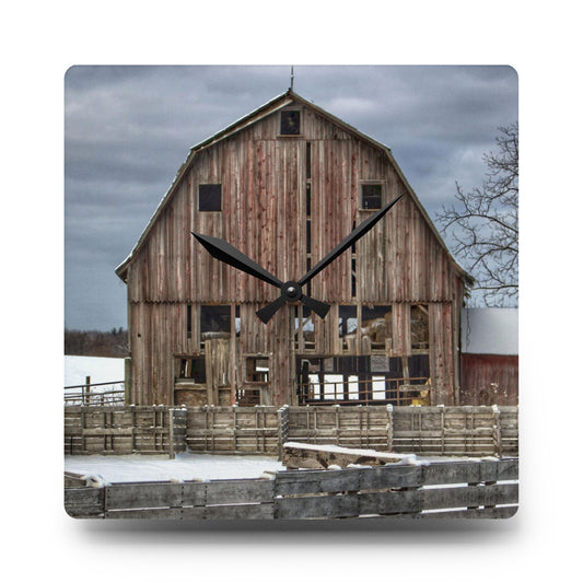 Old Marathon Rustic Farmhouse Acrylic Analog Wall Clock 10.75'' × 10.75'' (Square)