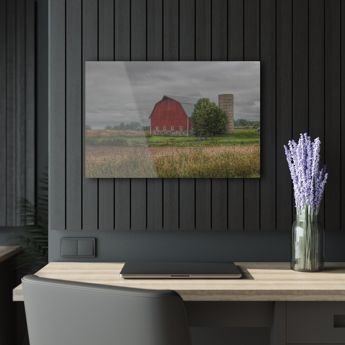 U R There Photography Clifford Road Red and Silo II Rustic Farmhouse Acrylic Wall Print