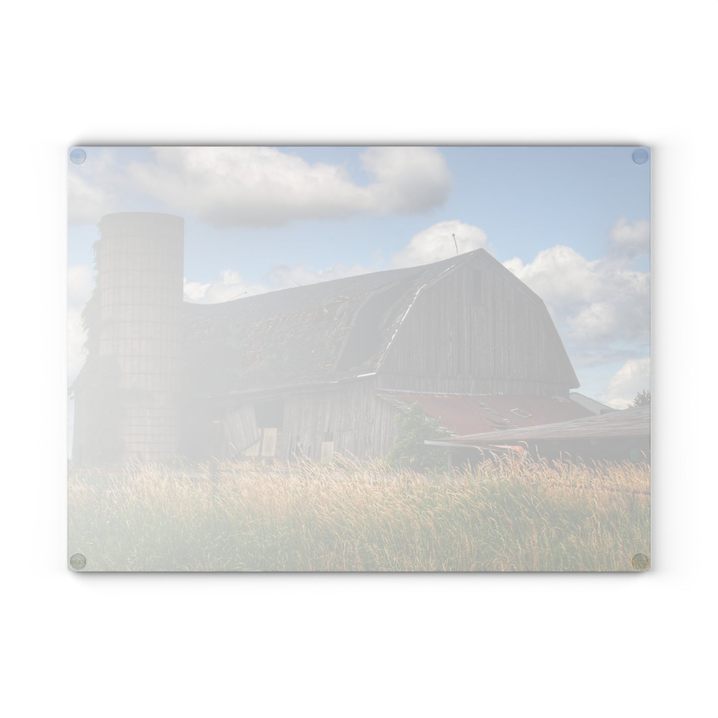 U R There Photography Millington Forgotten Grey Rustic Farmhouse Tempered-Glass Cutting Board