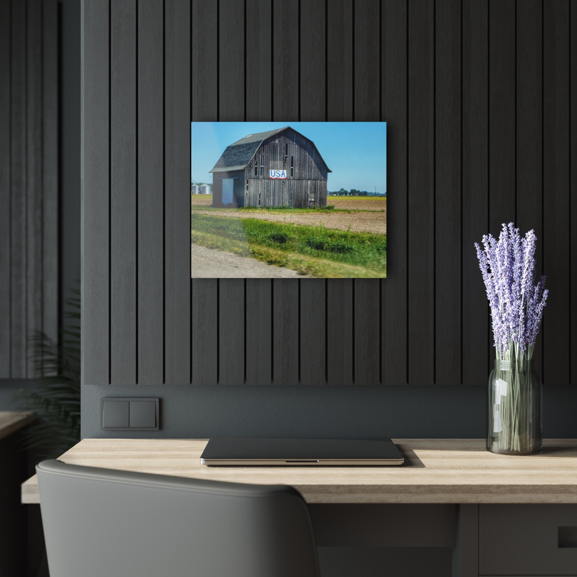 Unionville M-25 USA Grey Rustic Farmhouse Acrylic Wall Print 20″ x 16″ (Horizontal) 0.25''
