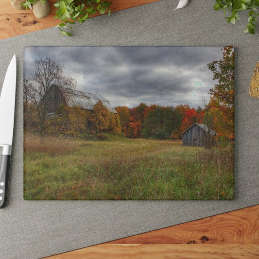 U R There Photography Church Road Grey and Little Grey Rustic Farmhouse Tempered-Glass Cutting Board