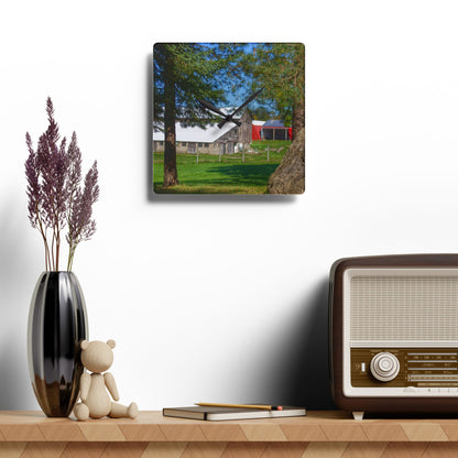 U R There Photography Oakwood Road Old Grey Rustic Farmhouse Acrylic Analog Wall Clock