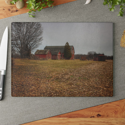 U R There Photography Wilder Road Reds in Spring Rustic Farmhouse Tempered-Glass Cutting Board