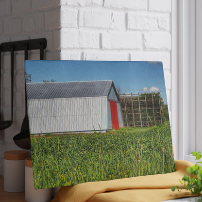 U R There Photography Montrose Farm II Rustic Farmhouse Tempered-Glass Cutting Board
