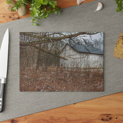 U R There Photography Norway Lake Road Hidden White Rustic Farmhouse Tempered-Glass Cutting Board