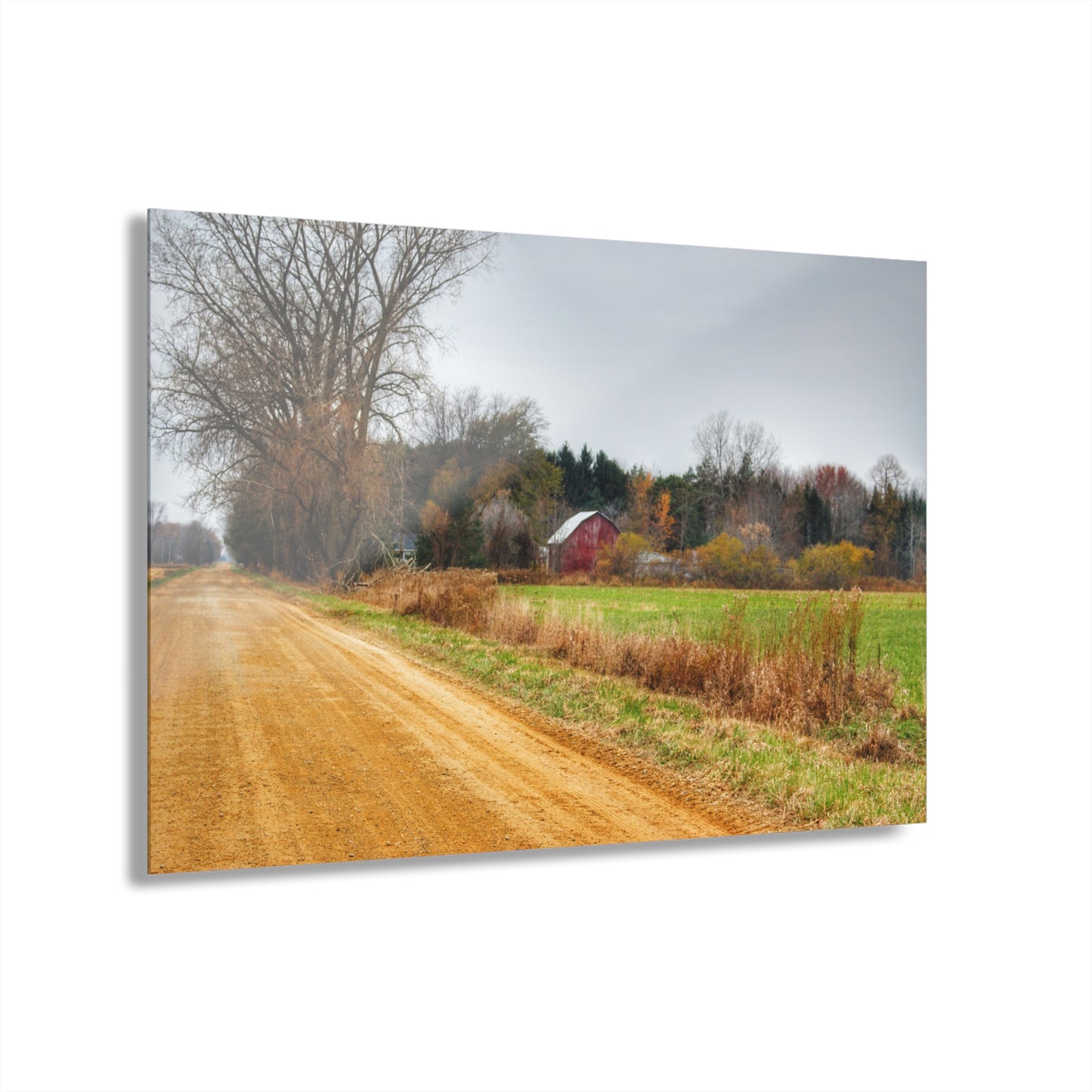 U R There Photography Stone Road Red Rustic Farmhouse Acrylic Wall Print