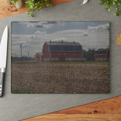 U R There Photography Wheeling Road Red Rustic Farmhouse Tempered-Glass Cutting Board