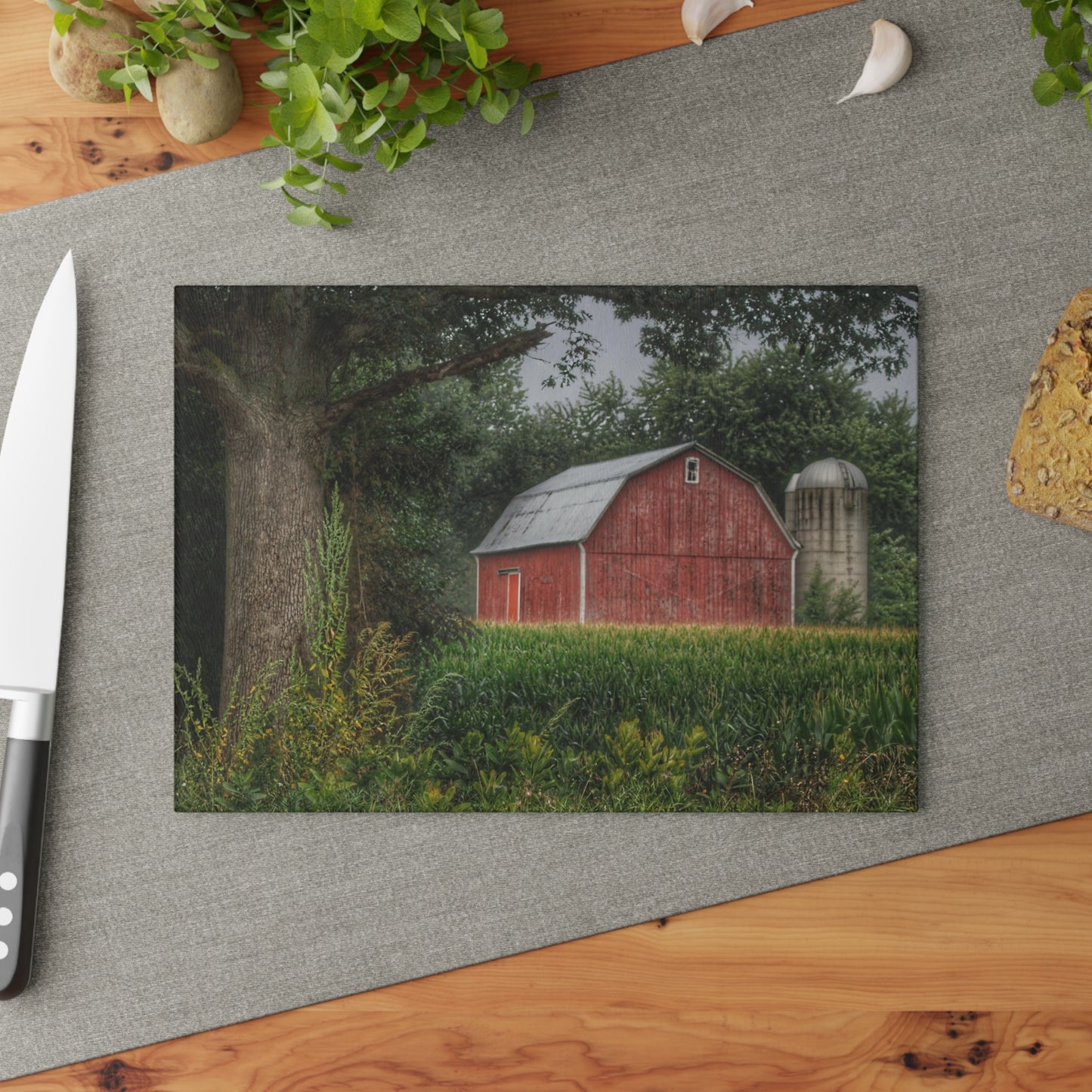 U R There Photography Mayville Lapeer Road Red Rustic Farmhouse Tempered-Glass Cutting Board