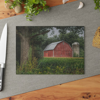 U R There Photography Mayville Lapeer Road Red Rustic Farmhouse Tempered-Glass Cutting Board