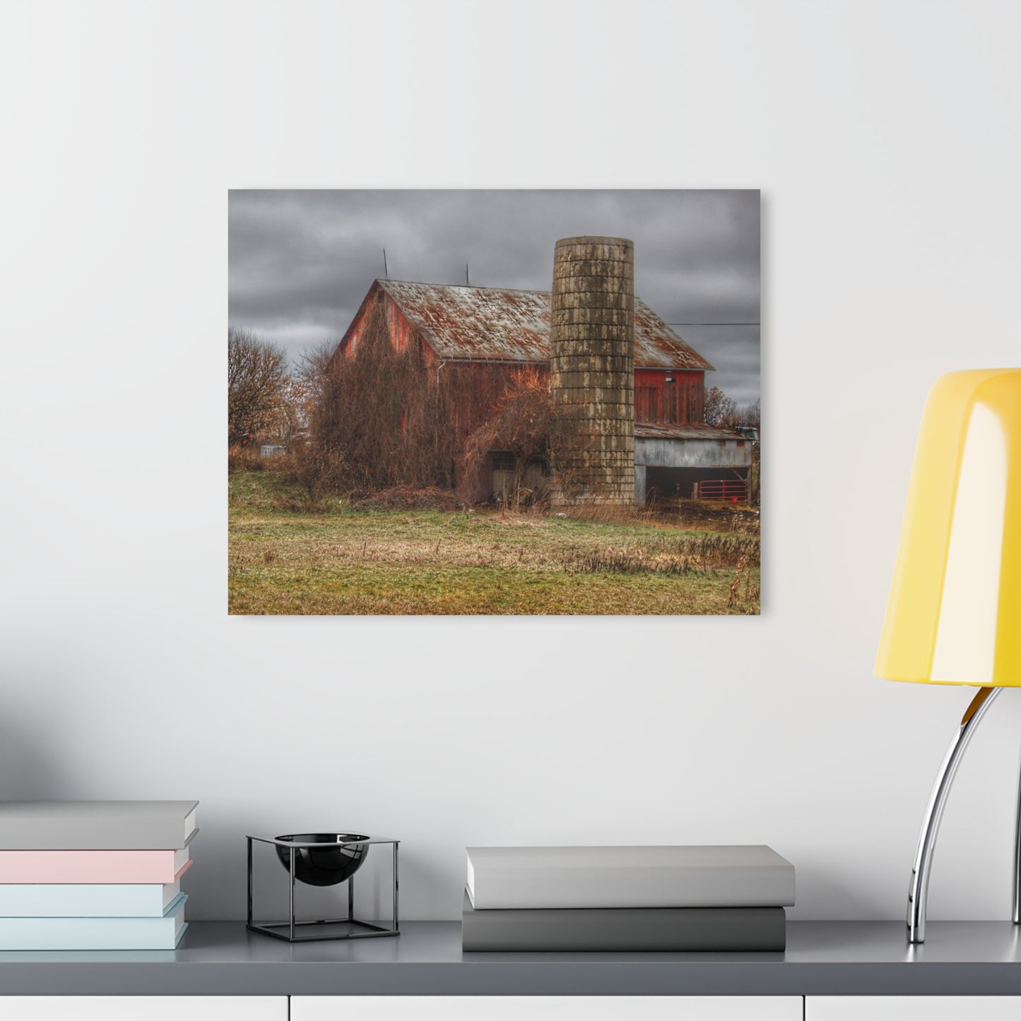 U R There Photography Slattery Road Old Red and Silo I Rustic Farmhouse Acrylic Wall Print