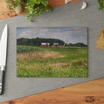 Barn Boutique Rustic Tempered-Glass Cutting Board| Across the Field in Elba II