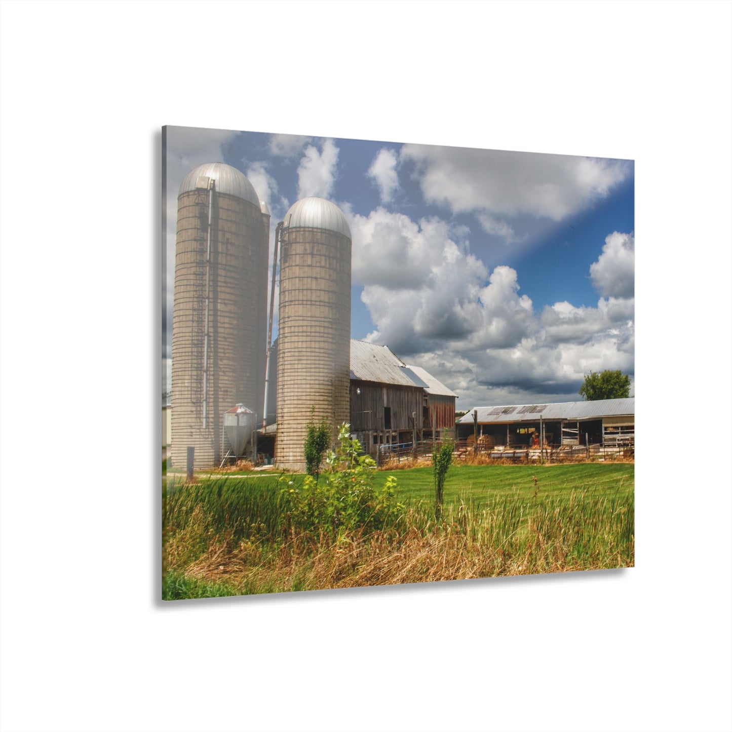 U R There Photography Millington Grey and Silos Rustic Farmhouse Acrylic Wall Print