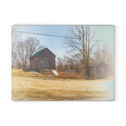 U R There Photography Klam Road Hillside Greys Rustic Farmhouse Tempered-Glass Cutting Board