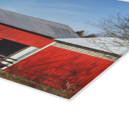 U R There Photography Cass City Carousel Red Rustic Farmhouse Tempered-Glass Cutting Board