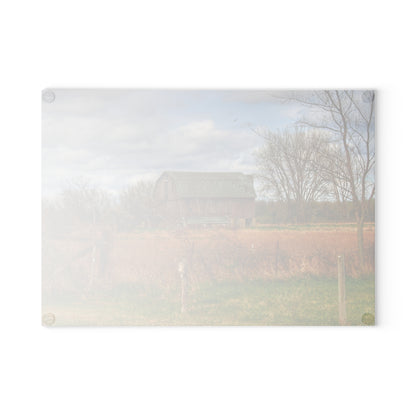 U R There Photography Clothier Road Red II Rustic Farmhouse Tempered-Glass Cutting Board