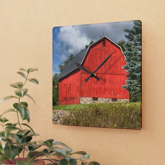 U R There Photography Oxford's Baldwin Red Rustic Farmhouse Acrylic Analog Wall Clock