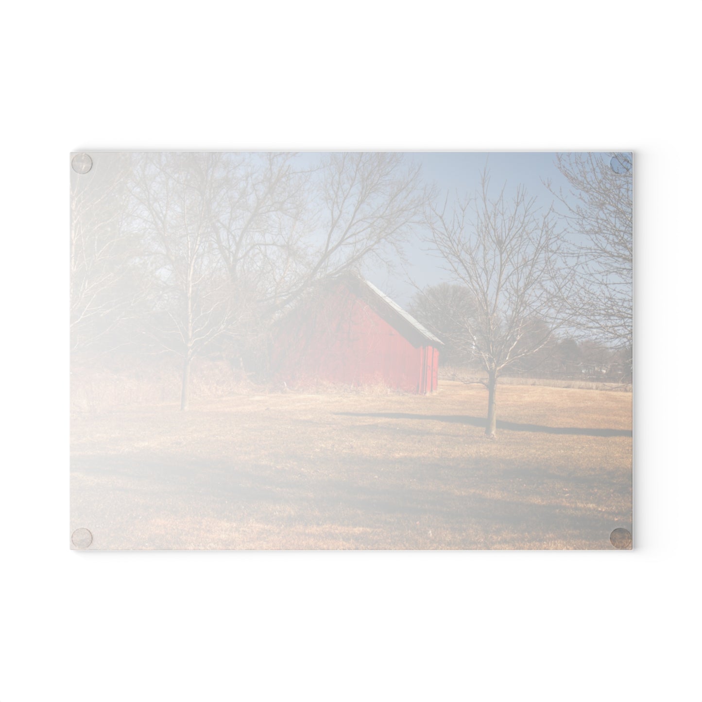 U R There Photography Romeo Plank Little Red Rustic Farmhouse Tempered-Glass Cutting Board