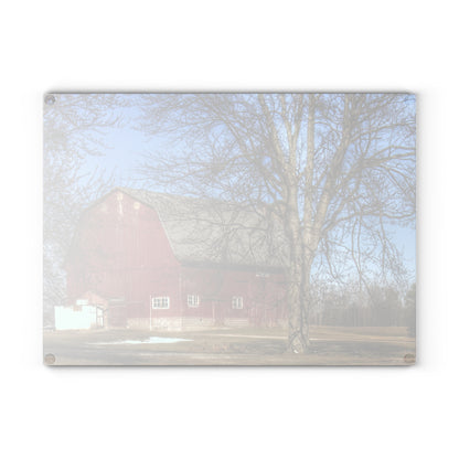U R There Photography Dixon Road Red Rustic Farmhouse Tempered-Glass Cutting Board
