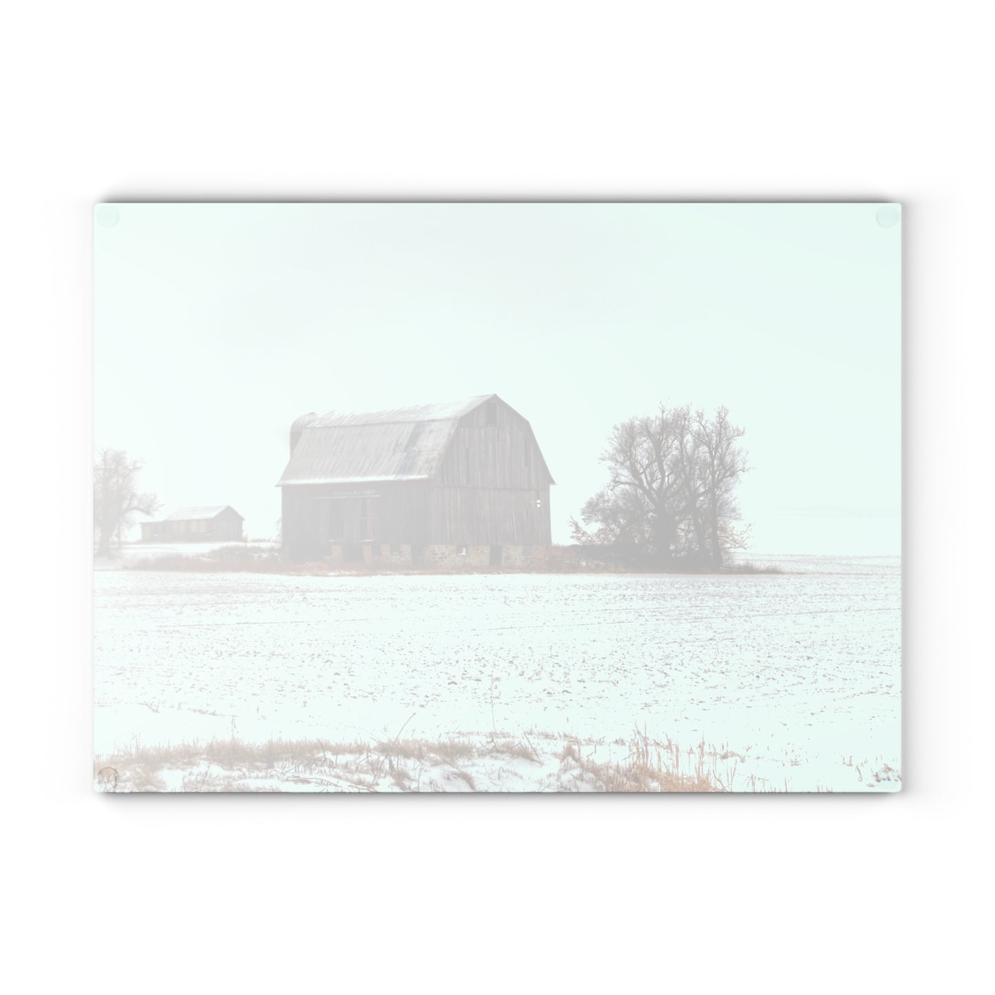 Barn Boutique Rustic Tempered-Glass Cutting Board| Frenchline Road Grey in Winter